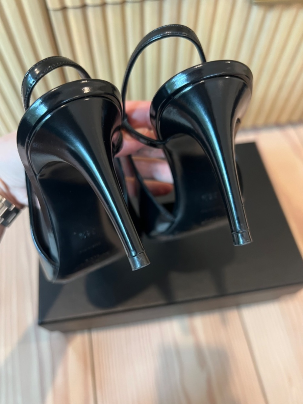 Saint Laurent Black Slingbacks Size 38.5 - Picture 4 of 10